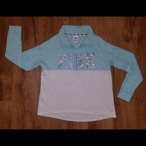 Victoria's Secret pink blue & white sweatshirt